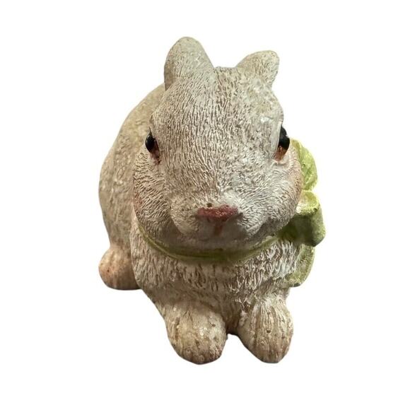 Ganz Bunny Rabbit Figurine Green Bow 3 1/2" Easter Basket Home Decor Spring - Picture 1 of 8